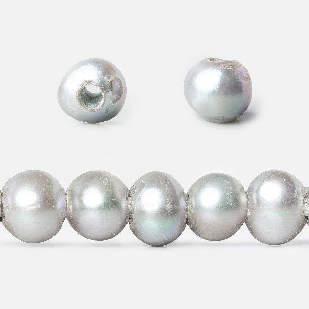 8x7-9x7mm Purplish Silver 2.5mm Large Hole Off Round Pearl 16 inch 55 pieces