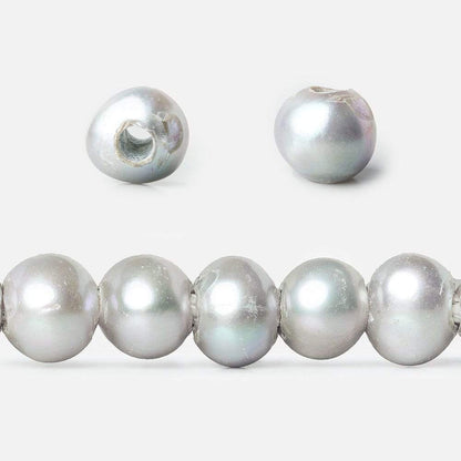 8x7-9x7mm Purplish Silver 2.5mm Large Hole Off Round Pearl 16 inch 55 pieces