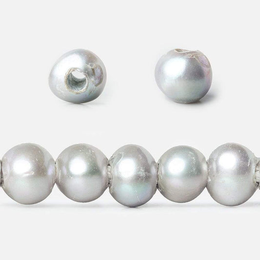 8x7-9x7mm Purplish Silver 2.5mm Large Hole Off Round Pearl 16 inch 55 pieces