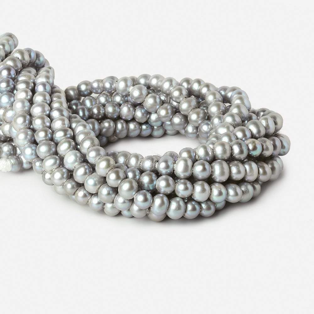 8x7-9x7mm Rose' Dark Silver 2.5mm Large Hole Off Round Pearl 16 inch 55 pieces