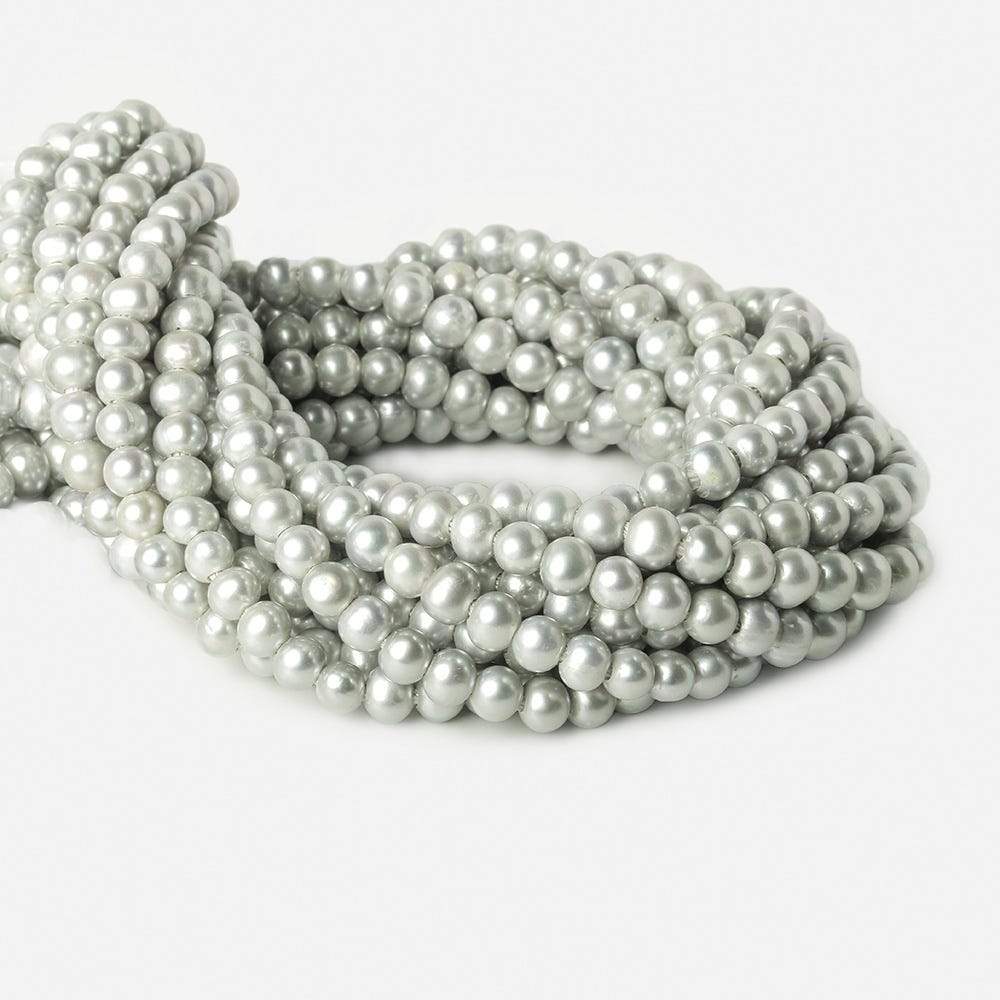 8-9mm Silver 2.5mm Large Hole Off Round Pearl 16 inch 55 pieces