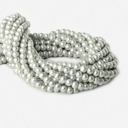 8-9mm Silver 2.5mm Large Hole Off Round Pearl 16 inch 55 pieces