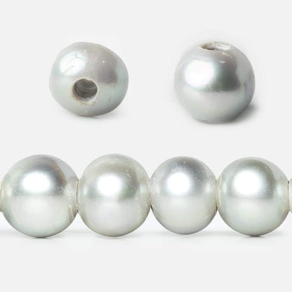 8-9mm Silver 2.5mm Large Hole Off Round Pearl 16 inch 55 pieces