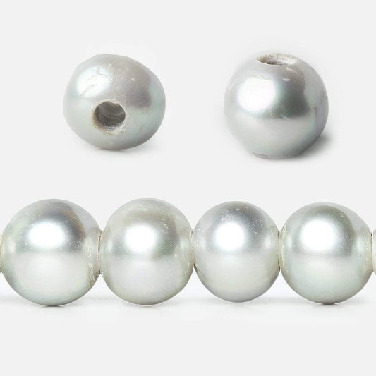 8-9mm Silver 2.5mm Large Hole Off Round Pearl 16 inch 55 pieces