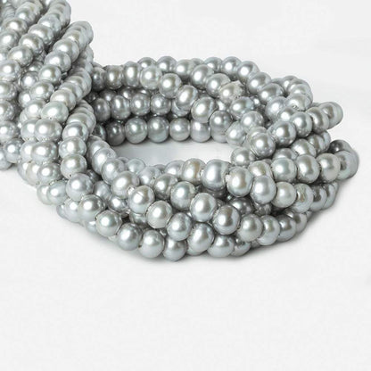 8-9mm Tri Silver 2.5mm Large Hole Off Round Pearl 16 inch 55 pieces