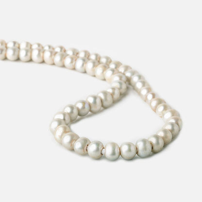 8x7-9x7mm Venetian Silver Off Round 2.5mm Large Hole Freshwater Pearl 55 pcs