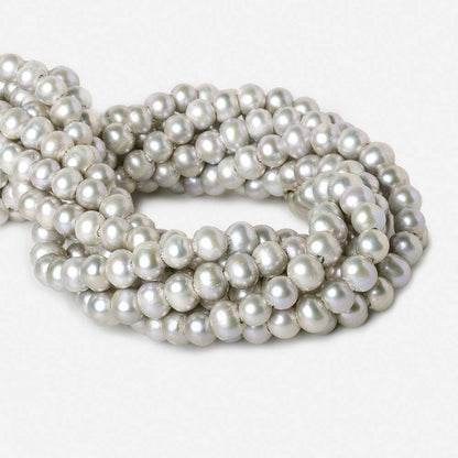 8x7-9x7mm Very Pink Silver 2.5mm Large Hole Off Round Pearl 16 inch 55 pieces