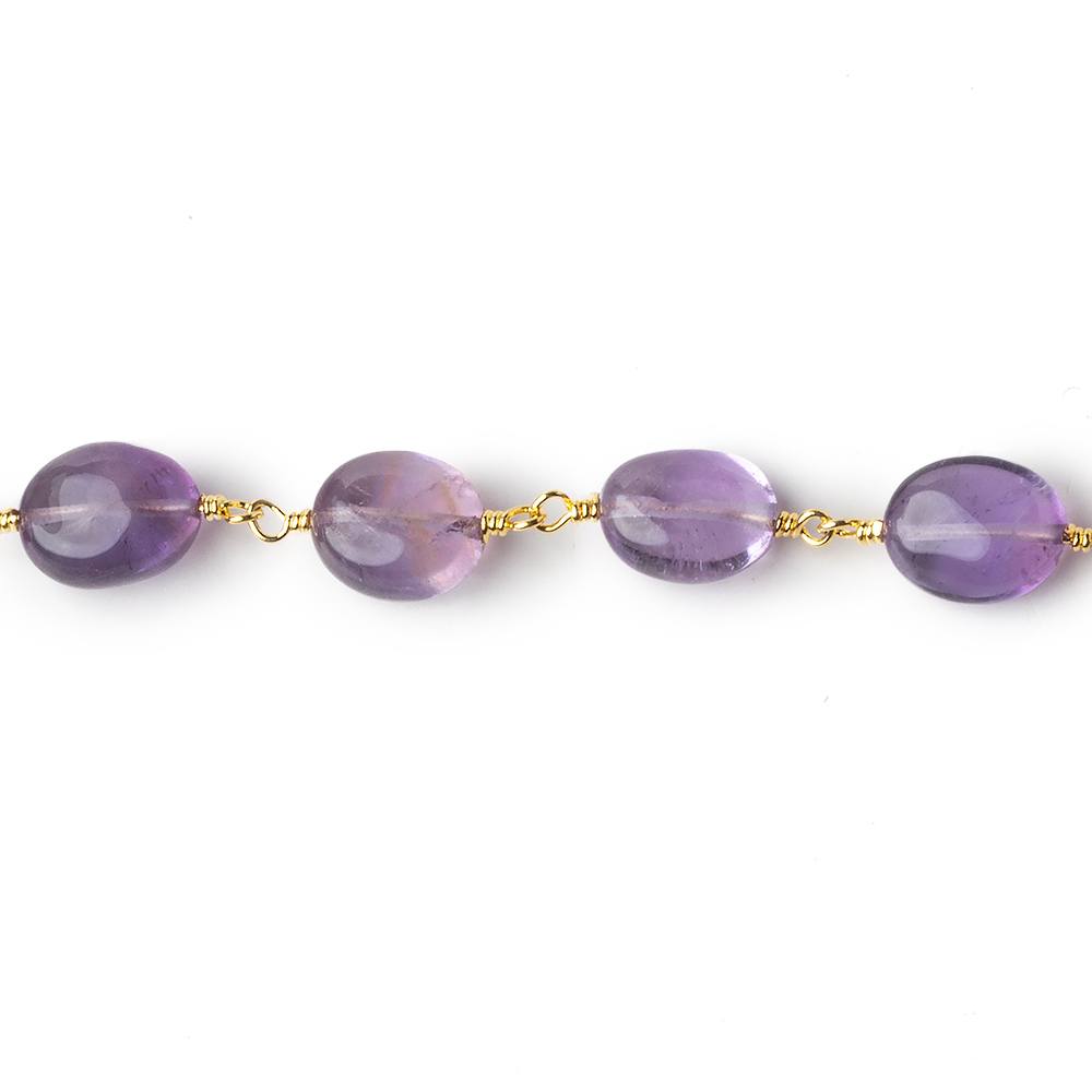 8x7-9x8mm Amethyst plain ovals Gold plated Chain by the foot 27 beads per
