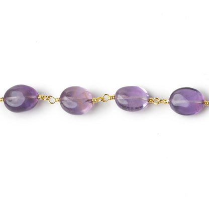8x7-9x8mm Amethyst plain ovals Gold plated Chain by the foot 27 beads per