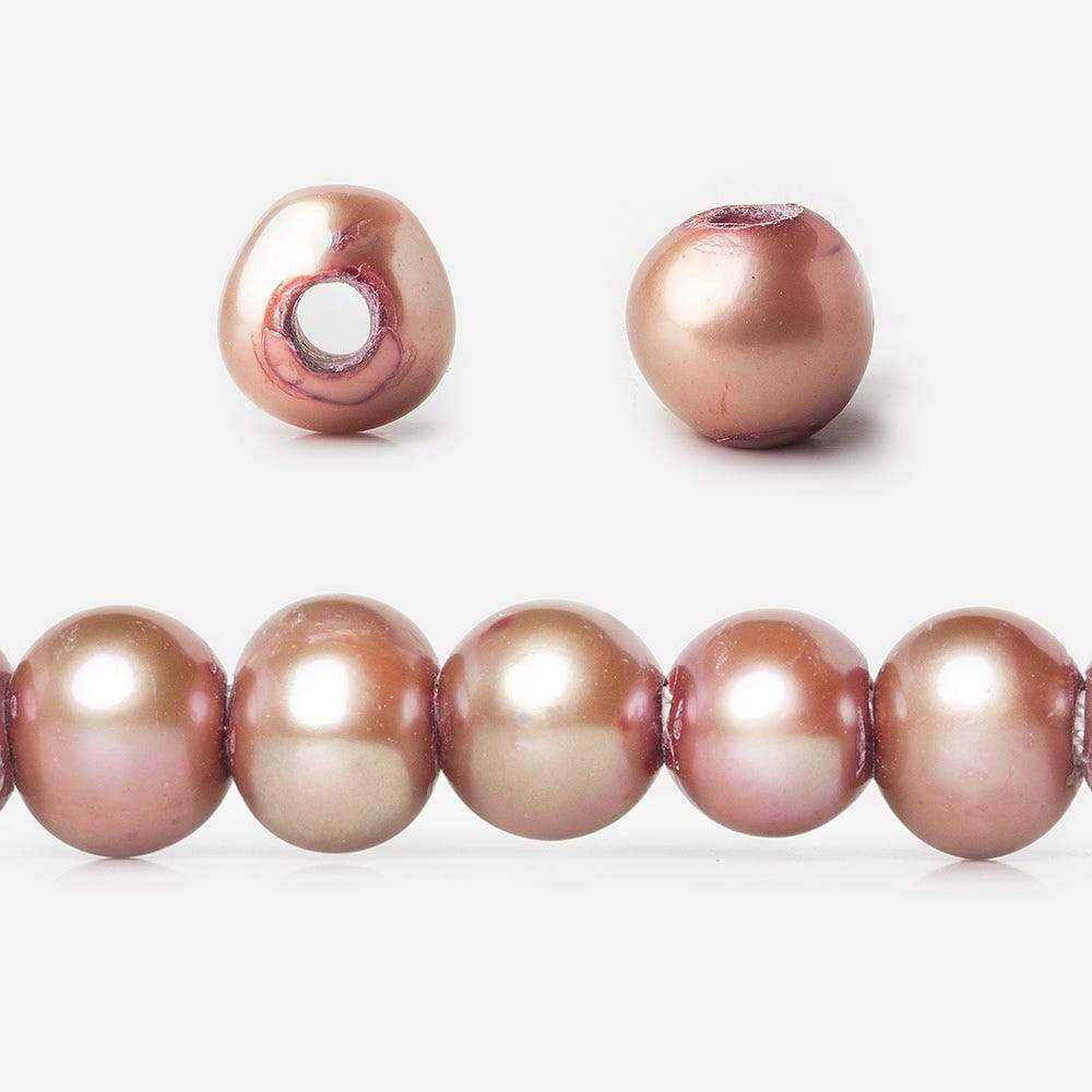 8x7-9x8mm Pink Champagne Off Round Large Hole Freshwater Pearl 15 inch 55 pieces