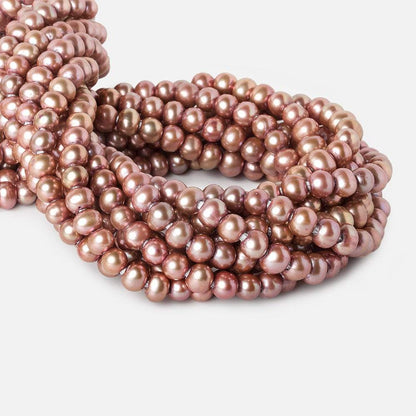 8x7-9x8mm Rose Sangria Off Round Large Hole Freshwater Pearl 15 inch 55 pieces