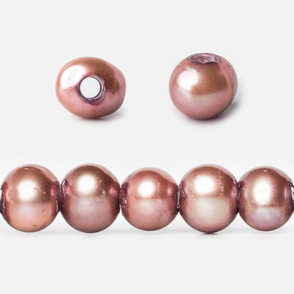 8x7-9x8mm Rose Sangria Off Round Large Hole Freshwater Pearl 15 inch 55 pieces