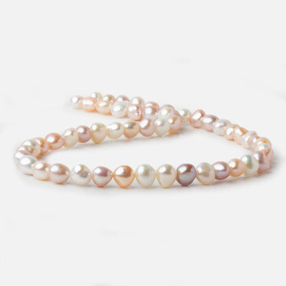 8x7-9x8mm TriColor Side Drill Baroque Freshwater Pearl 16 inch 49 pieces A