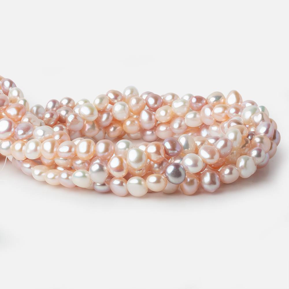 8x7-9x8mm TriColor Side Drill Baroque Freshwater Pearl 16 inch 49 pieces A