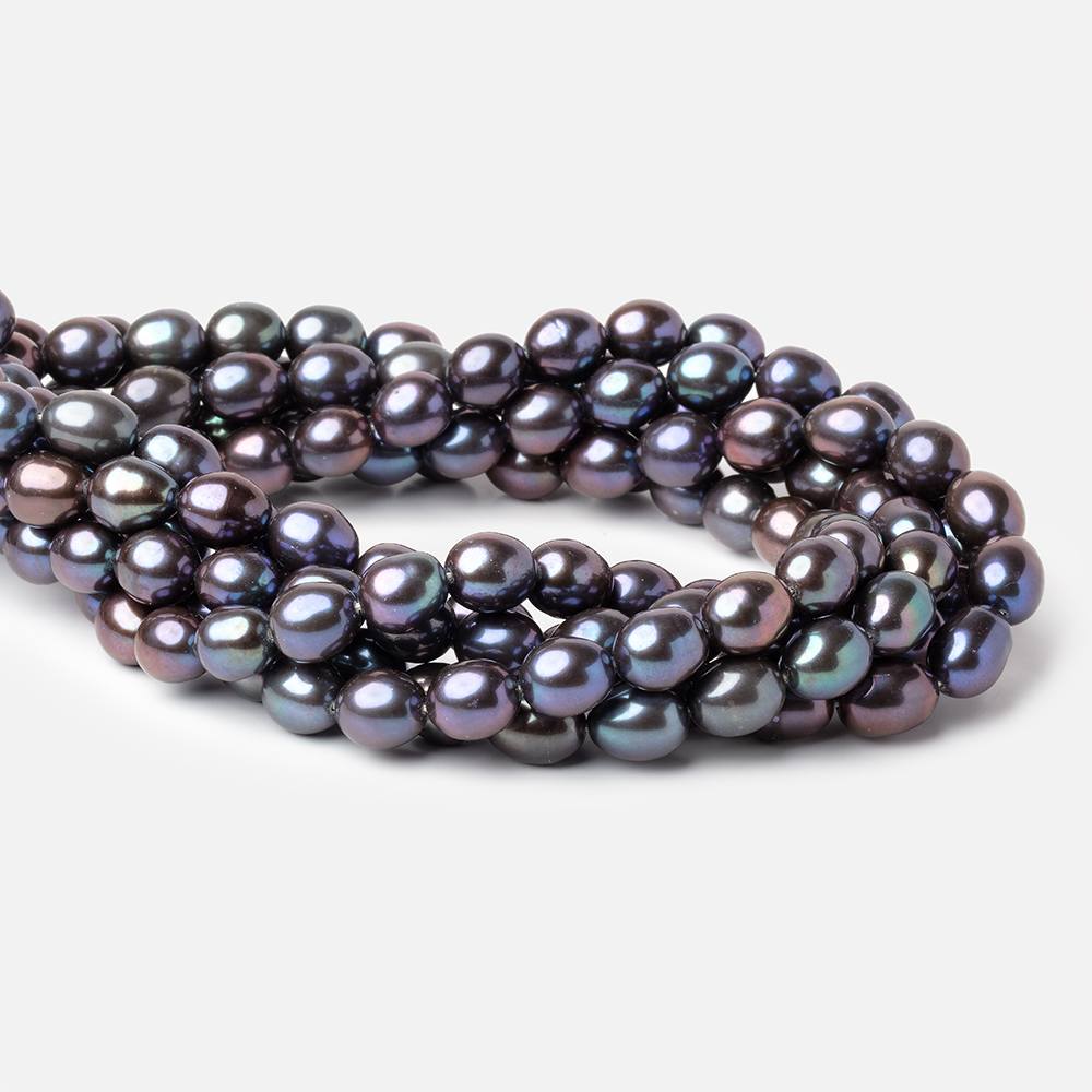 8x7.5-9x8mm Peacock Oval Freshwater Pearls 15.5 inch 40 Beads