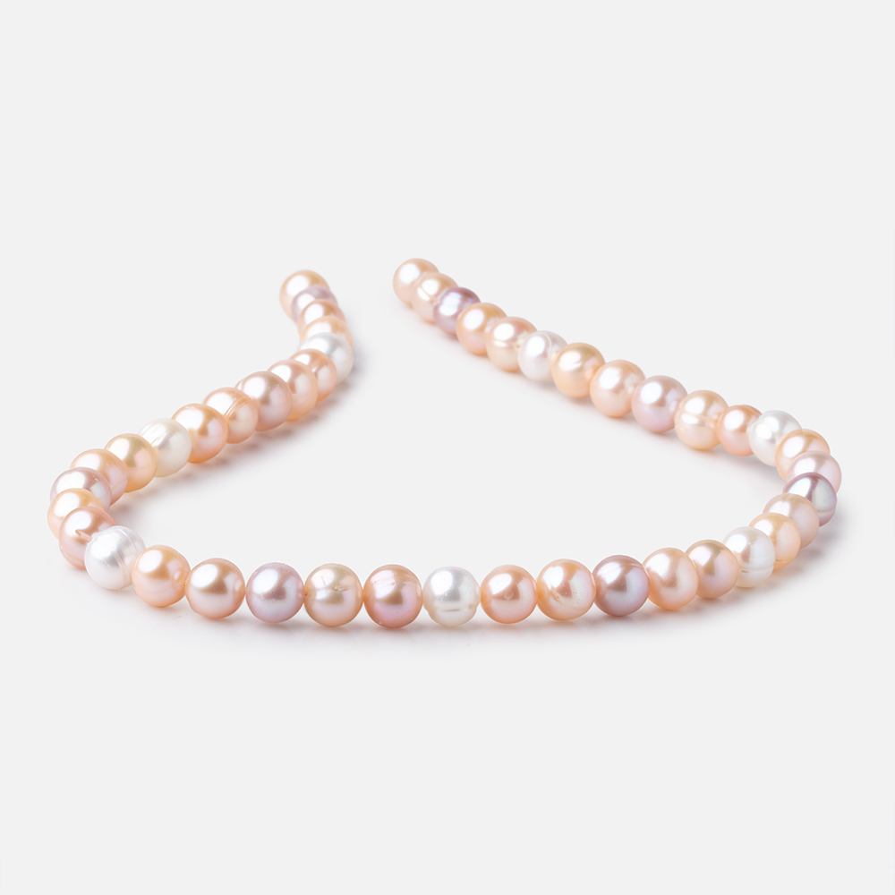 8x7.5mm Tri Color Off Round Freshwater Pearls 15 inch 45 Beads