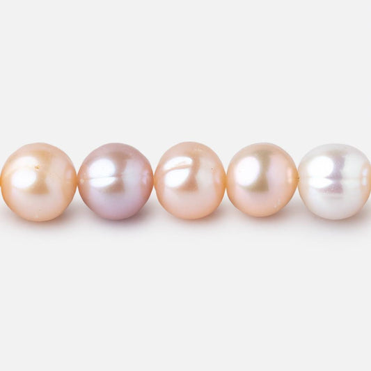 8x7.5mm Tri Color Off Round Freshwater Pearls 15 inch 45 Beads