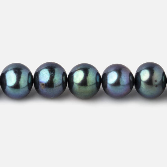 8x7mm Green Peacock Off Round Freshwater Pearls 15.5 inch 52 pieces
