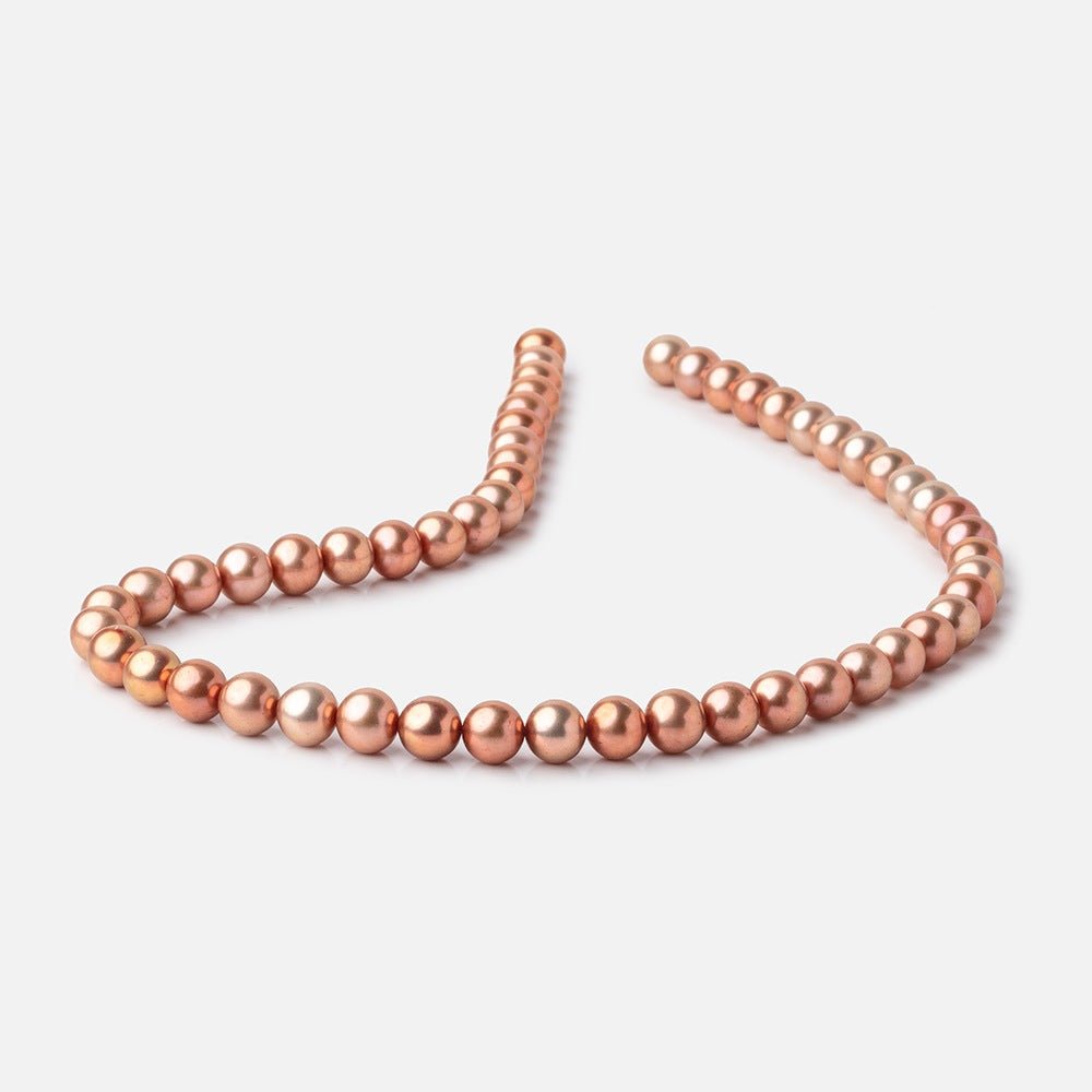 8x7mm Light Copper Off Round Freshwater Pearls 15.5 inch 53 Beads AA