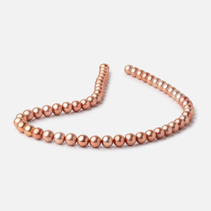 8x7mm Light Copper Off Round Freshwater Pearls 15.5 inch 53 Beads AA