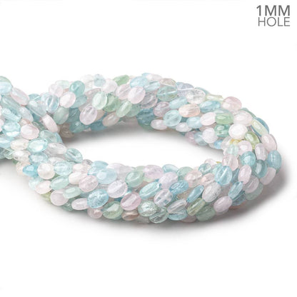 8x7mm Multi Beryl Plain Oval Beads 16 inch 51 pieces 1mm hole