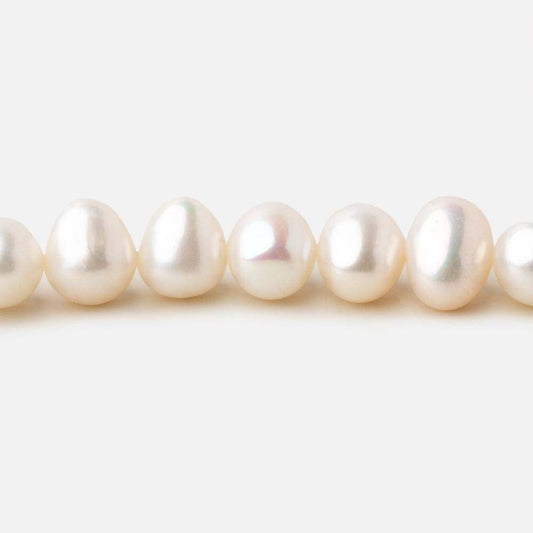 8x7mm Off White side drilled Baroque freshwater pearls 15.5 inch 55 pieces A