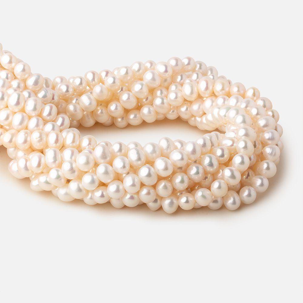 8x7mm Off White side drilled Baroque freshwater pearls 15.5 inch 55 pieces A