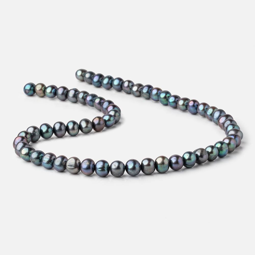 8x7mm Peacock Off Round Freshwater Pearls 16 inch 59 Beads