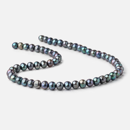8x7mm Peacock Off Round Freshwater Pearls 16 inch 59 Beads