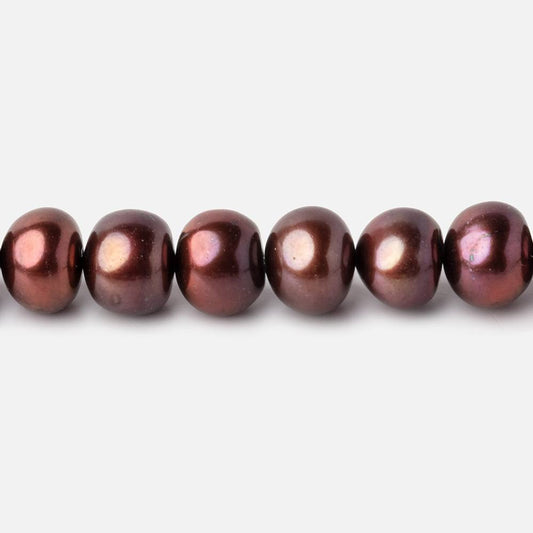 8x7mm Raspberry Chocolate Off Round Freshwater Pearls 15 inch 52 pieces