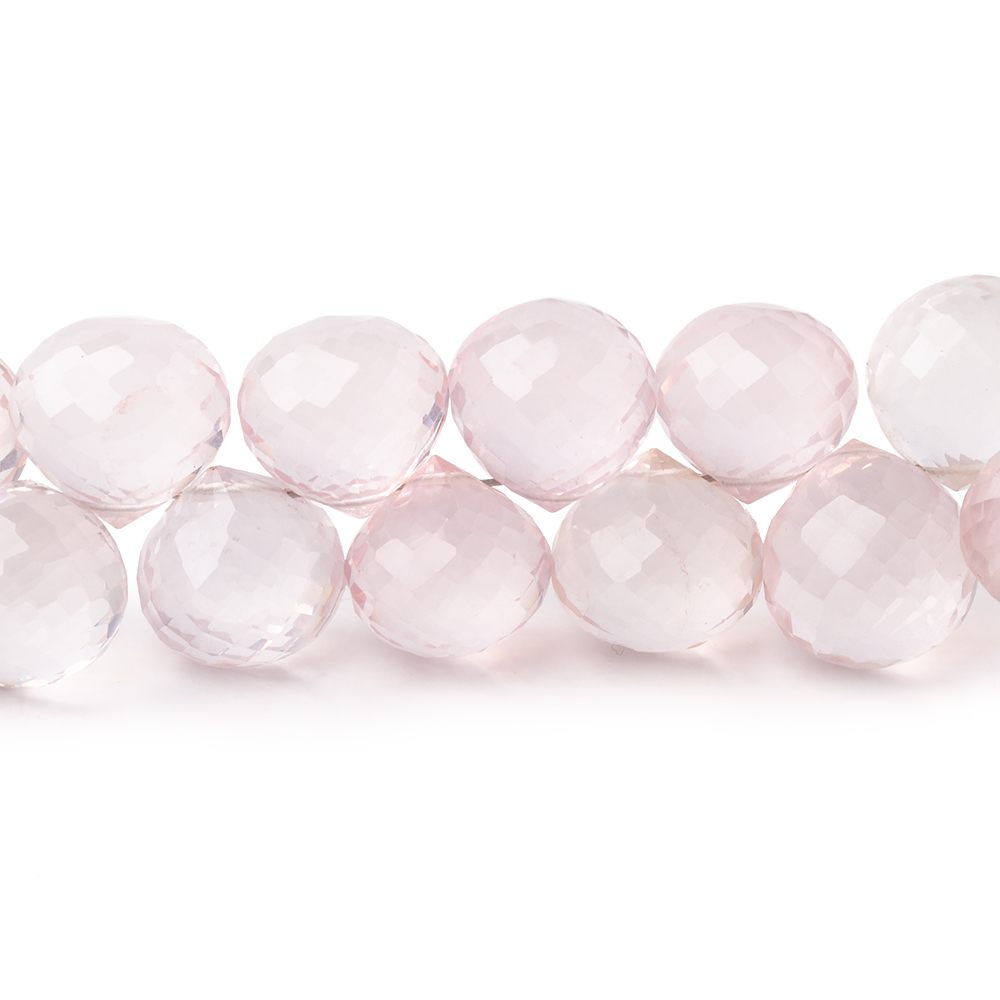 8x8-10x10mm Rose Quartz Faceted Candy Kiss Beads 8 inch 43 pieces