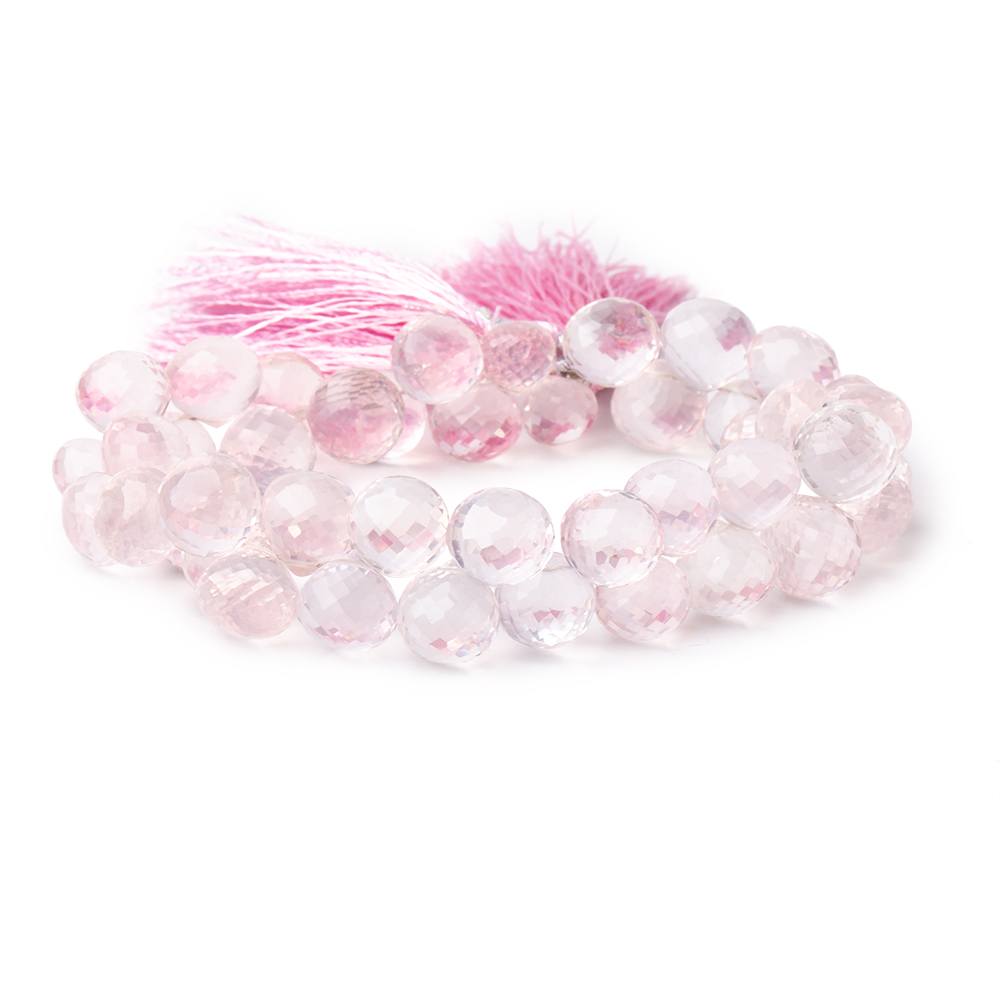 8x8-10x10mm Rose Quartz Faceted Candy Kiss Beads 8 inch 43 pieces