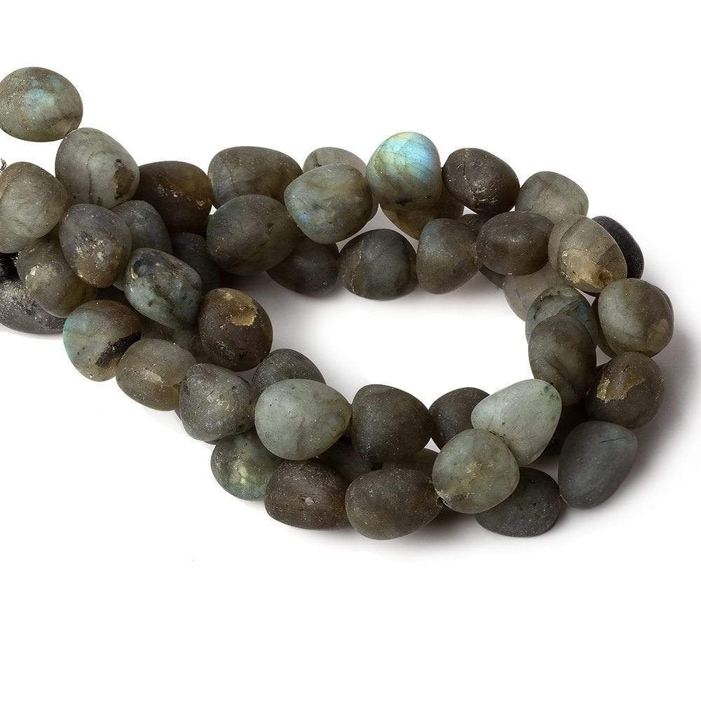 8x8-10x8mm Matte Labradorite tumbled plain nuggets 7.5 inch 19 beads A