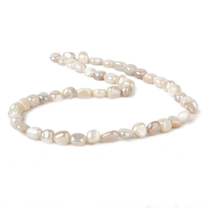 8x8-10x8mm Mystic Off White Moonstone plain nuggets 16 inch 45 beads