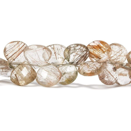 8x8-11x11mm Copper Rutilated Quartz Faceted Heart Beads 7 inch 38 pieces