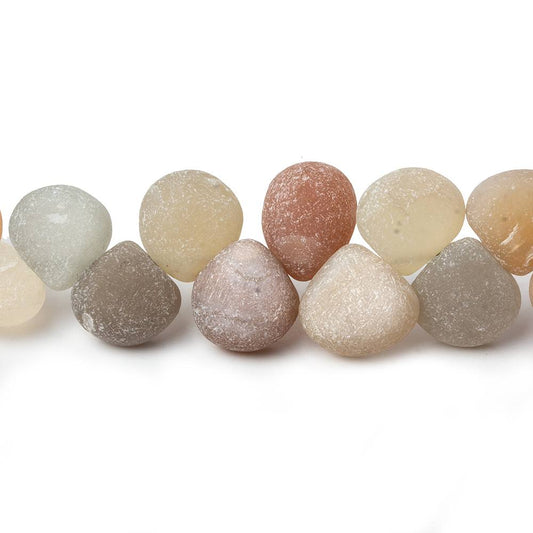 8x8-11x11mm Matte Multi Color Moonstone plain hearts 8 inch 35 beads A