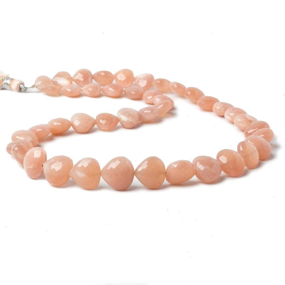 8x8-12x12mm Angel Skin Peach Moonstone microfaceted hearts 16 inch 40 beads AAA