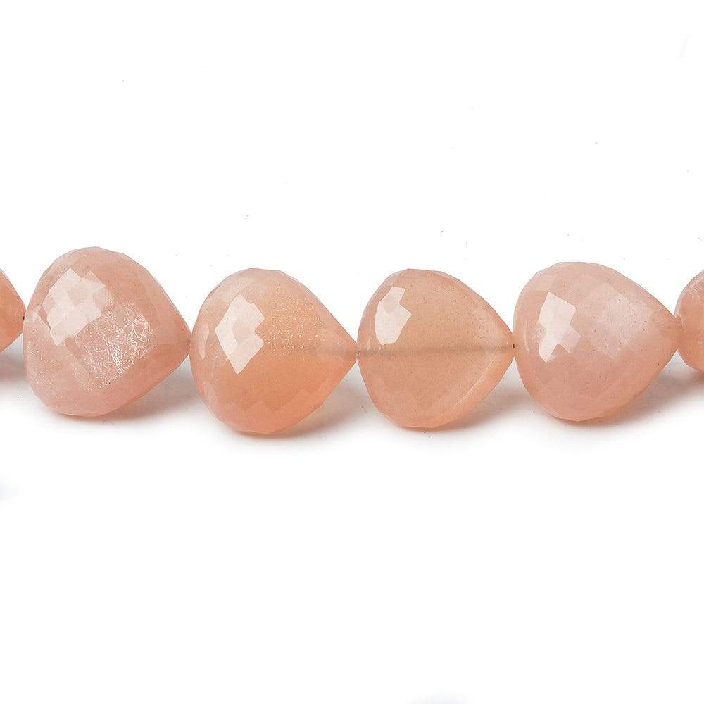 8x8-12x12mm Angel Skin Peach Moonstone microfaceted hearts 16 inch 40 beads AAA