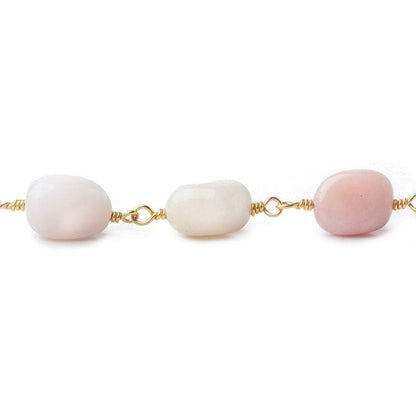 8x8-12x7mm Pink Peruvian Opal plain nuggets Gold plated Chain by the foot