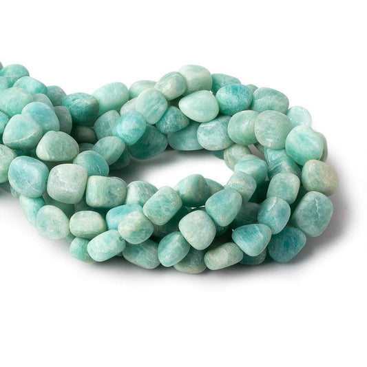 8x8-12x8mm Matte Amazonite tumbled plain nuggets 13 inch 27 beads A