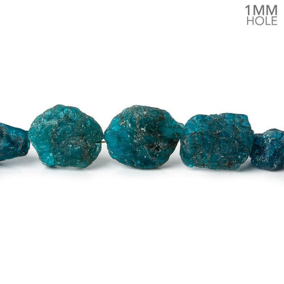 8x8-12x9mm Matte Neon Blue Apatite natural crystal nuggets 7.5 inch 18 beads