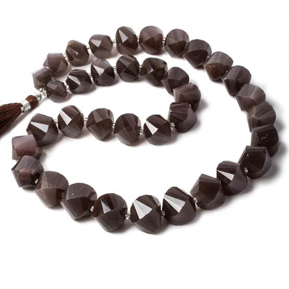 8x8-13x13mm Chocolate Moonstone faceted twist beads 17 inch 36 pieces