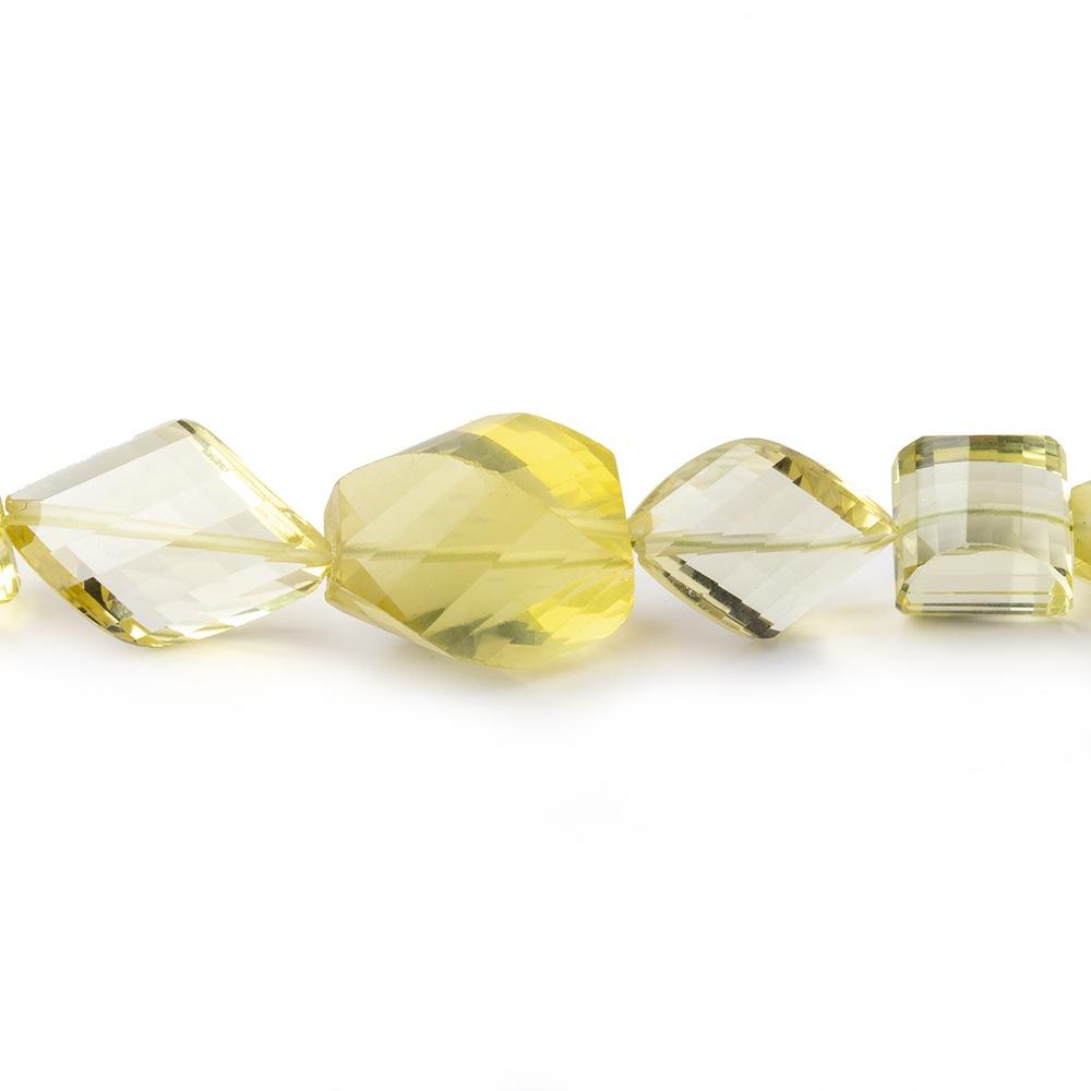 8x8-14x10mm Lemon Quartz Faceted Multiple Shape Beads 8 inch 19 pieces