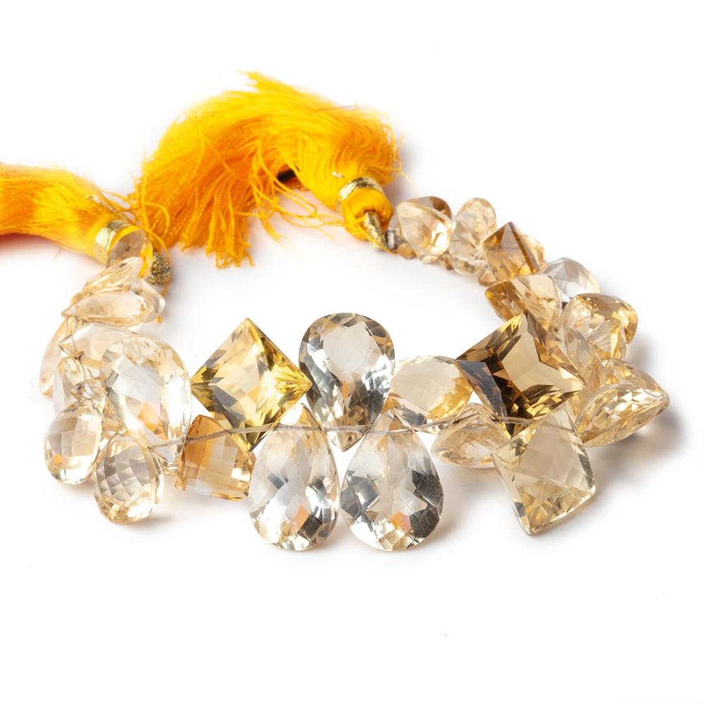 8x8-17x11mm Citrine Faceted Multiple Shaped Beads 6.5 inch 37 pieces AAA