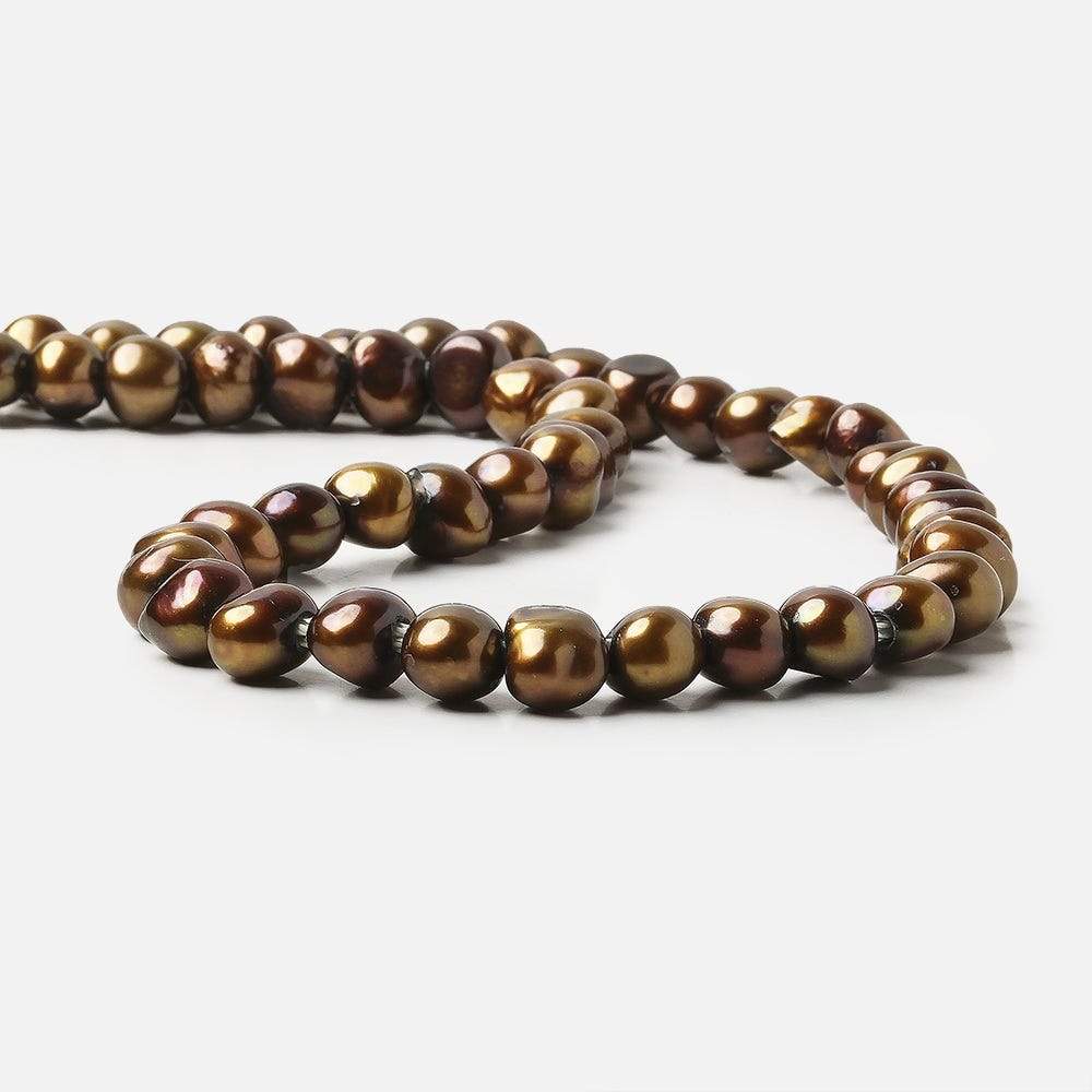 8x8- 8x10mm Golden Brown Baroque 2.5mm large hole Pearls 15 in. 48 pcs