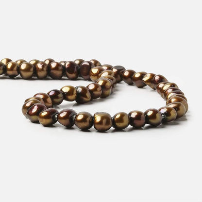 8x8- 8x10mm Golden Brown Baroque 2.5mm large hole Pearls 15 in. 48 pcs