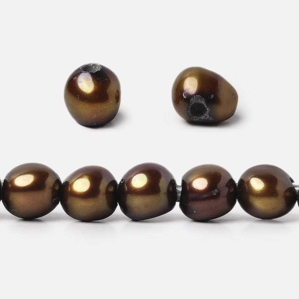 8x8- 8x10mm Golden Brown Baroque 2.5mm large hole Pearls 15 in. 48 pcs
