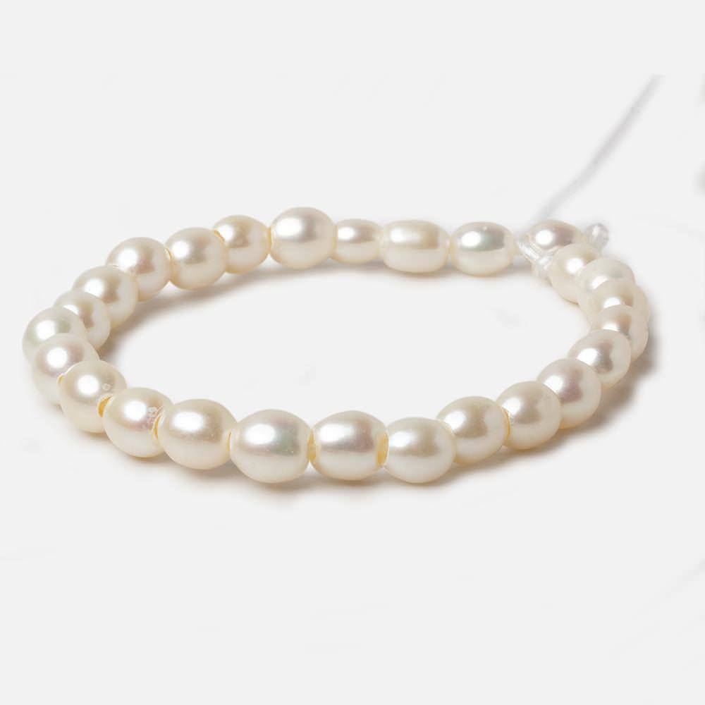8x9mm White Straight Drilled Oval Large Hole pearls 8 inch