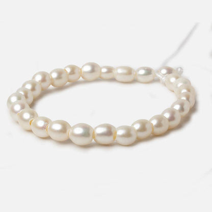 8x9mm White Straight Drilled Oval Large Hole pearls 8 inch