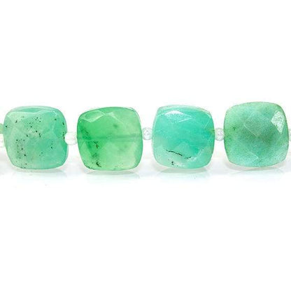 8x8-9x9mm Chrysoprase Side Drilled Faceted Pillow Beads 13.5 inch 32 pieces